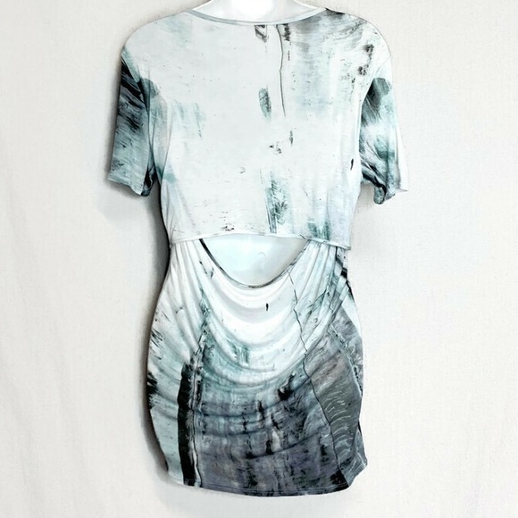 HELMUT LANG Tidal Print Open V-Back Top Sz S EUC - Picture 5 of 6